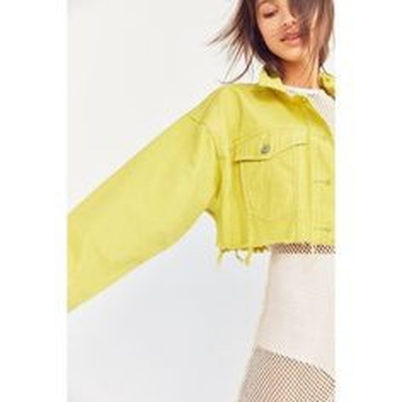 Urban Outfitters Jackets & Blazers - Urban outfitters cropped neon denim jacket